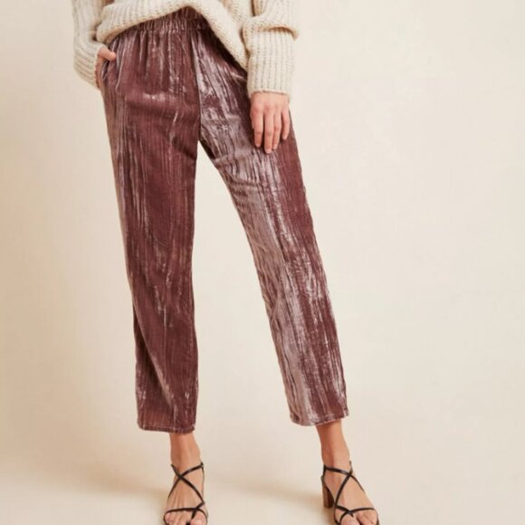 Anthropologie Tina + Jo Josephine Velvet Tapered Trouser Pants - Picture 1 of 13